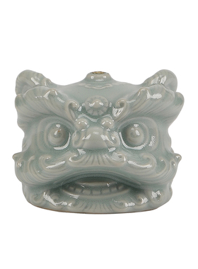 汝窑醒狮摆件茶室桌面招财舞狮工艺品家居车载装饰品新居开业礼品