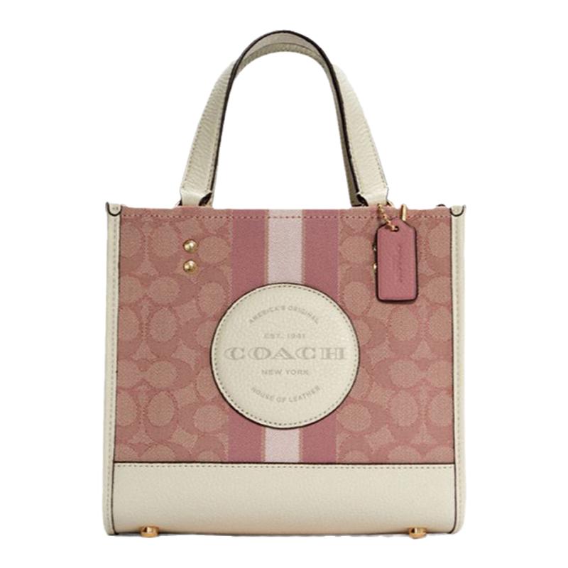 COACH/蔻驰女包手提斜挎托特包女粉色方形托特包送女友礼物