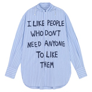 夫胜宽同款BJHG不计后果休闲衬衫外套男款春季条纹连帽情侣衬衣女