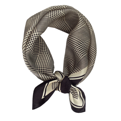 杭州春秋季千鸟格真丝桑蚕丝围巾