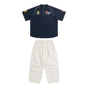 ROCKYROAD LOGO印花短袖嘻哈中性纯棉T恤套装儿童街舞潮服hiphop