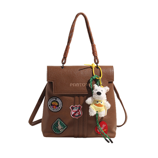 复古学院风双肩包包女式2025秋冬新款高级感书包ins小众旅行背包