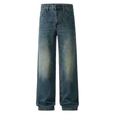 ALLIN 美式高街水洗cleanfit牛仔裤男秋冬阔腿宽松直筒微喇长裤子