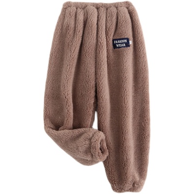 秋冬儿童睡裤珊瑚绒加绒保暖裤子