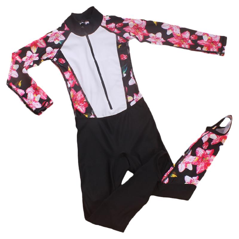 儿童连体长袖泳衣长裤保暖速干男童女孩中大童潜水服泡温泉泳装