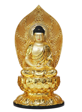 三宝佛像全堂佛树脂贴金摆件