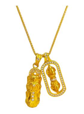 金包银貔貅金刚杵吊坠降魔杵挂坠古法经典项链韦雪同款礼物首饰品