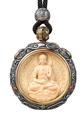 高档原创纯银本命佛唐卡纯银吊坠