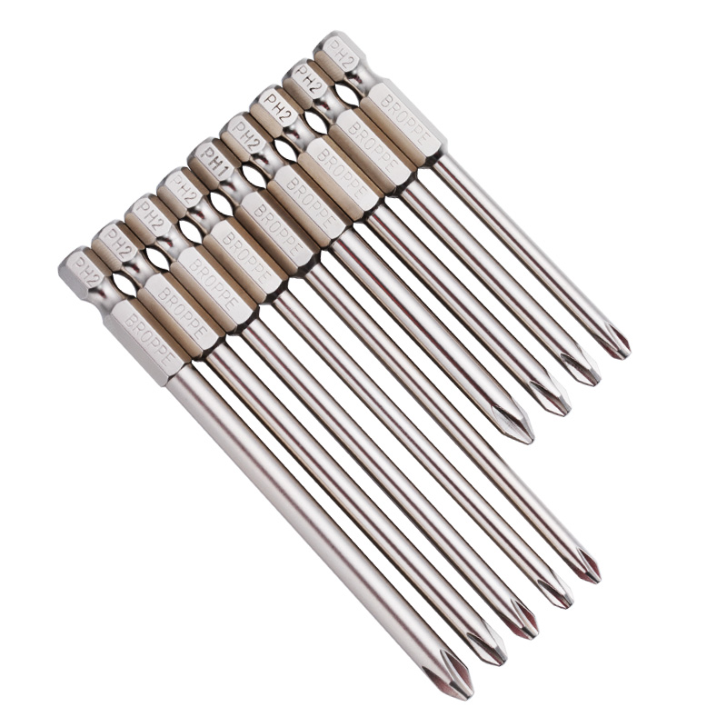 BROPPE浦派十字批头S2带磁电动螺丝刀风批头起子头套装PH0PH1PH2