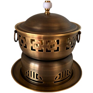 特厚单人铜火锅纯铜一人小锅自助环保油分餐锅酒精炉家用铜锅商用