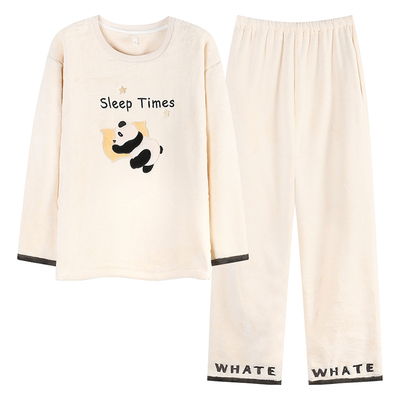 情侣法兰绒睡衣冬季加绒珊瑚绒