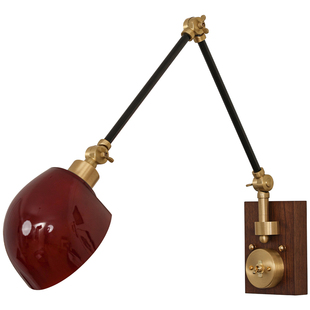 暮然美式复古书房可调壁灯日式氛围床头壁灯带开关餐厅中古风灯具