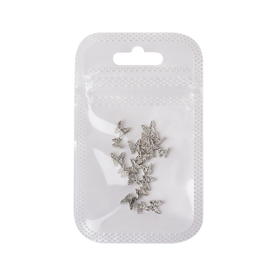 合金蝴蝶美甲钻饰品银色
