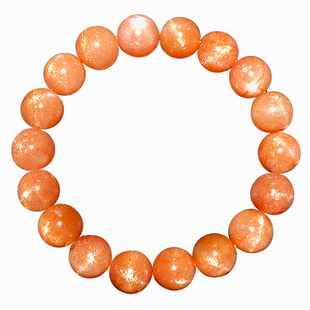 一物一图天然太阳石手链橙红月光金沙猫眼日光石金星长石男女手串