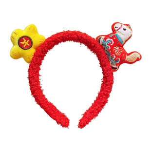 新年礼物红色发箍儿童2026高颅顶马年红色喜庆头箍压发卡过年头饰
