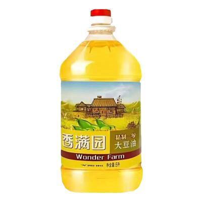 香满园精制一级大豆油5L*1桶食用大桶油甩卖炒菜油煎炸用油