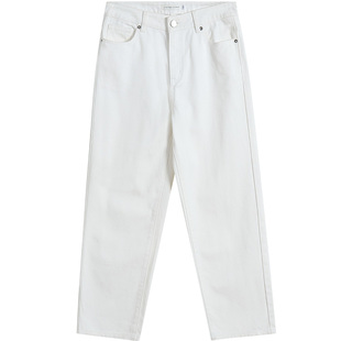 VIKTORIACHAN牛仔系列 白色廓形中腰休闲直筒牛仔长裤