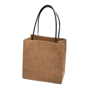 高级大容量磨砂购物袋包包简约小众设计手提托特包像纸袋的包女