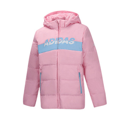 阿迪达斯女小童中长款连帽羽绒服