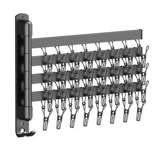 折叠衣架多夹子家用壁挂晒袜子神器晾衣架阳台内衣内裤袜夹免打孔