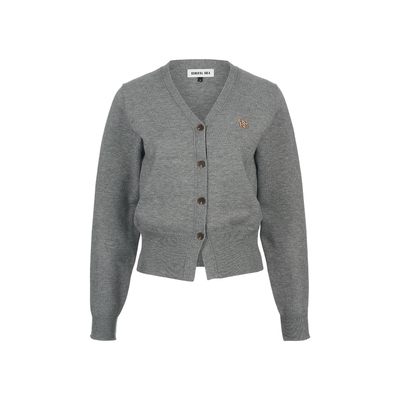 【现】General idea 复古经典基础深色系浅V领口针织开衫春季女