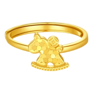 潮宏基好事发生足金戒圈黄金戒指指环手饰生肖马上有钱本命年礼物