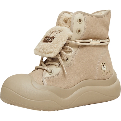 天美意玩具总动员联名绒绒团子厚底加绒雪地靴棉鞋女新款高帮短靴