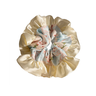 梦与春天~蓝粉色油画风大肠发圈女高级感重工头饰扎头发超大发绳