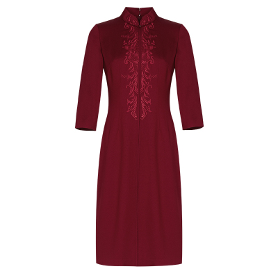 木真了中式改良连衣裙花卉刺绣