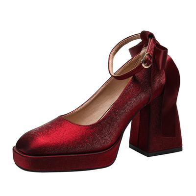 【现货】小个子超高跟鞋粗跟婚鞋