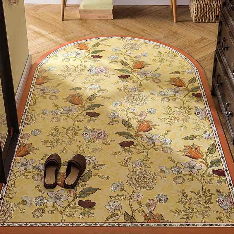 美式复古入户进门皮革地垫家用可擦防滑免洗脚垫厨房耐脏地毯可定