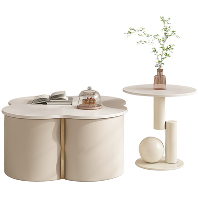 岩板茶几奶油风客厅家用小户型实木2025新款创意现代简约小茶桌