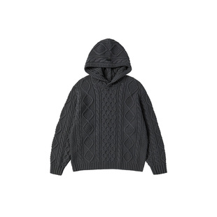 ADLV粗针扭花针织连帽衫重磅25年新款秋冬男女士同款毛衣外套上衣