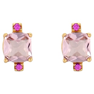 一撇一捺YPYN小巧耳钉9K金方块耳环人造刚玉免摘睡觉耳饰2025年新