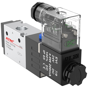 气动3V210-08-NC二位三通220V常闭电磁阀24V一进一出3V110-06气阀