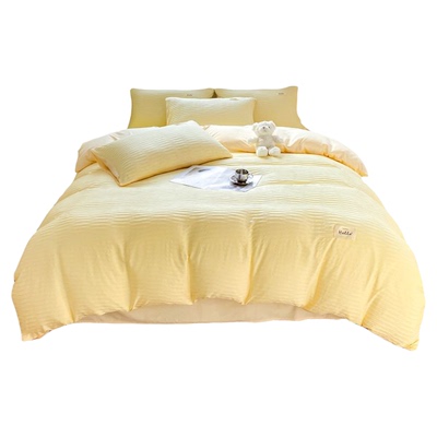 韩式泡泡纱水洗棉三四件套床笠学