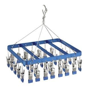 日本铝合金晾衣架阳台晒袜子神器多夹子家用不锈钢内衣袜子晾晒架