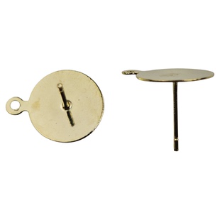 V.feel平拖耳针18K包金高保色平面带吊环耳钉托盘DIY手工饰品配件