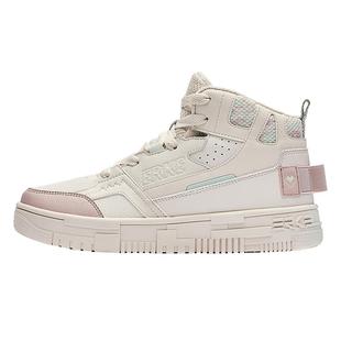 契约鸿星尔克女鞋高帮板鞋冬季新款厚底增高鞋子潮滑板休闲运动鞋