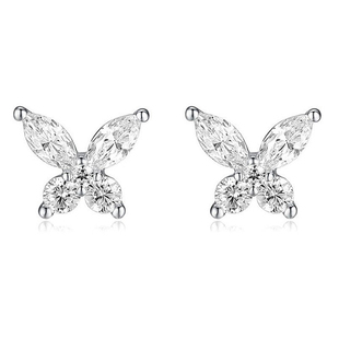 自营Apm MonacoLUMIERE系列女士蝴蝶耳钉银白色礼物耳饰耳环首饰