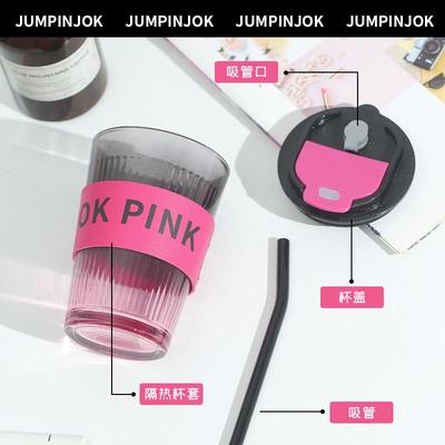 夏季水杯2024新款女玻璃杯高颜值咖啡杯男家用办公室带盖吸管杯子