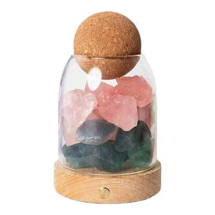 无火水晶石收纳罐香薰香氛夜灯精油器皿瓶卧室创意杯女生发光摆件