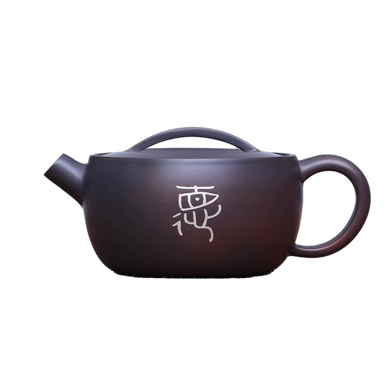 建水紫陶嵌锡茶壶王家明老师手工