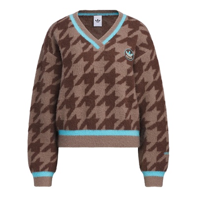 Adidas/阿迪达斯正品三叶草女士日常V领复古针织休闲套头衫KC2688