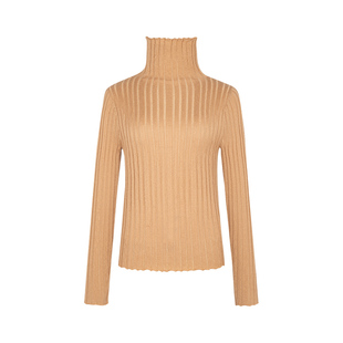 郁香菲高领毛衣女气质通勤冬季时尚罗纹坑条修身针织衫打底上衣