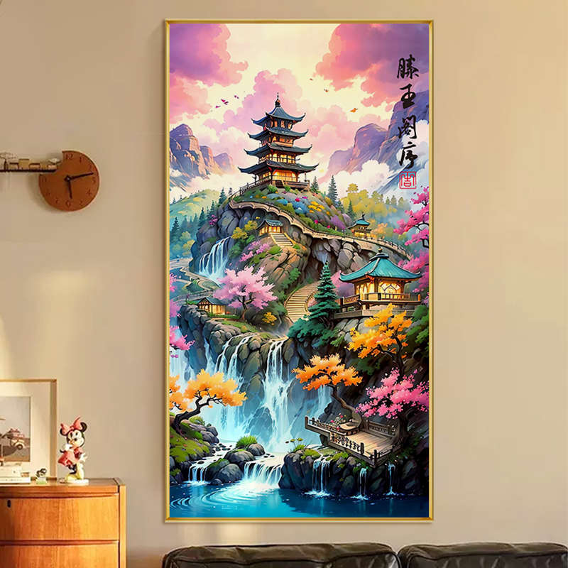 DC蒂彩手工diy钻石画2025新款滕王阁序客厅玄关装饰画点钻十字绣