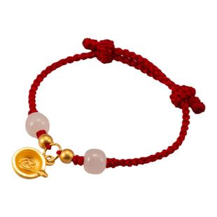 婴儿宝宝儿童小克重黄金足金本命年红绳手链手绳周岁生日新年礼物