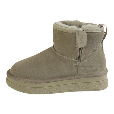 侧拉链皮毛一体雪地靴靴子冬季