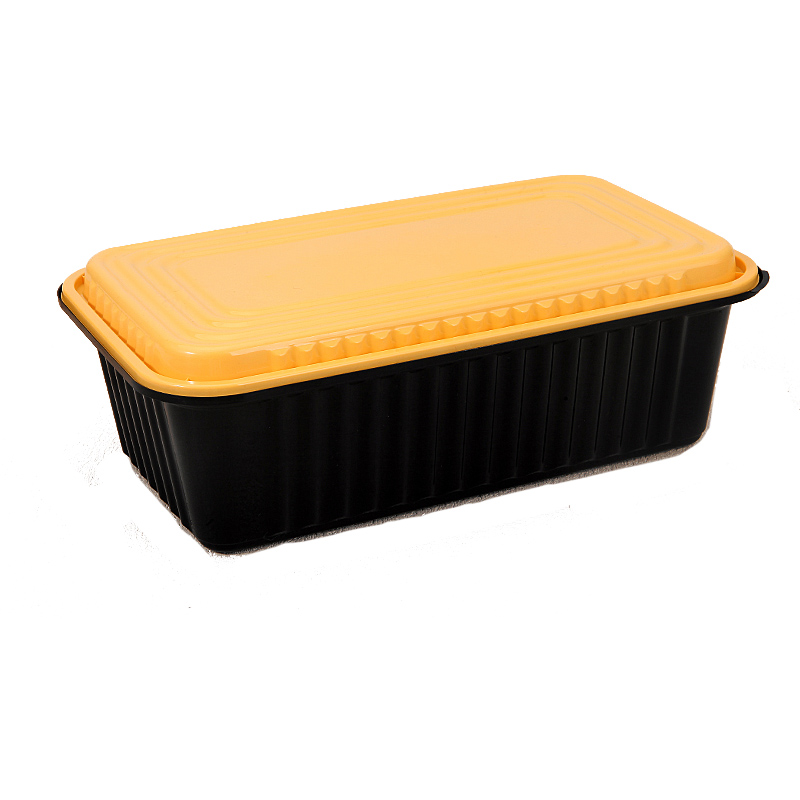 一次性长方形塑料餐盒绿盖黑底高档保鲜盒120套装可定制LOGO