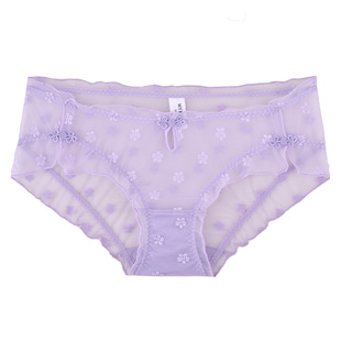 3件129|商场同款MYBODY内裤女纯棉裆国风盘扣性感网纱提花三角裤